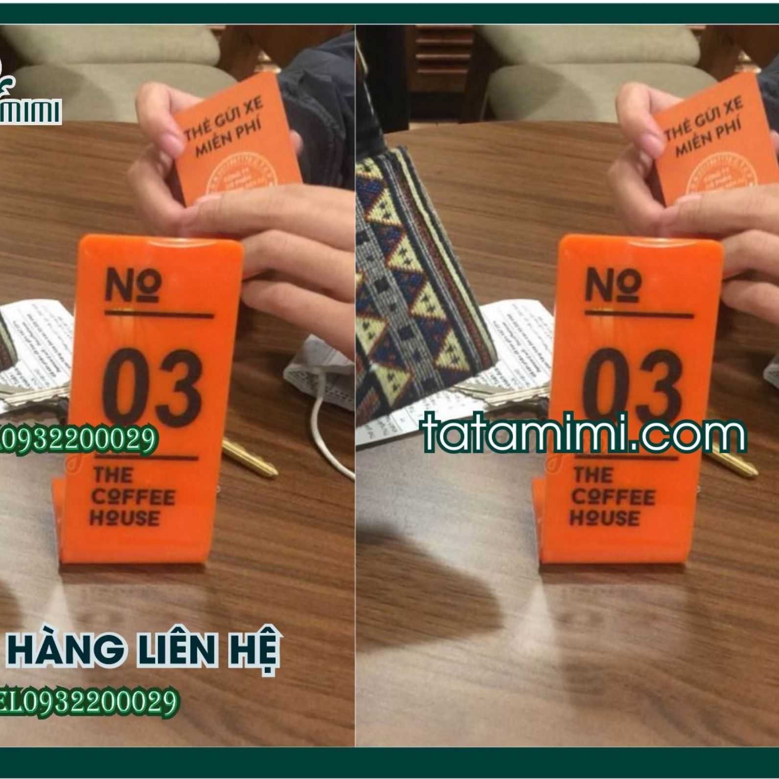 Thẻ bàn cà phê thiết kế theo logo của khách hàng