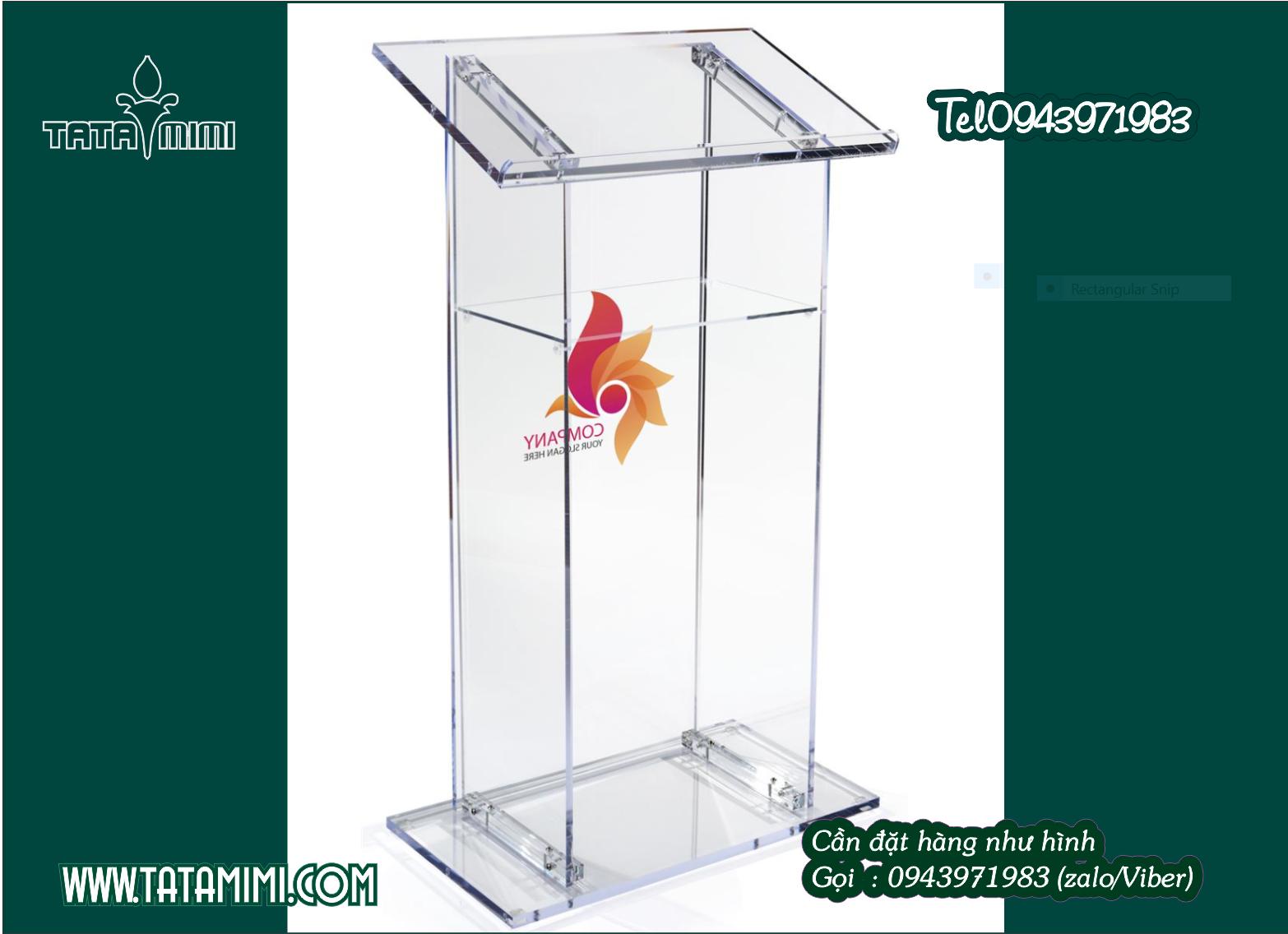 Bục phát biểu mica kết hợp gỗ hoặc inox