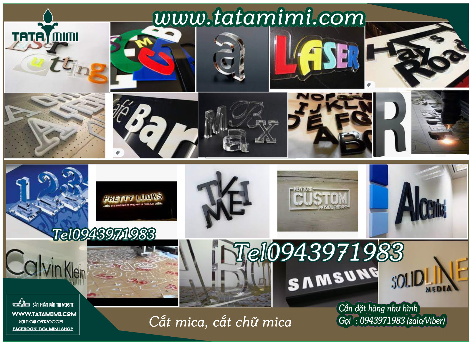 Chữ cắt bằng máy các kích thước