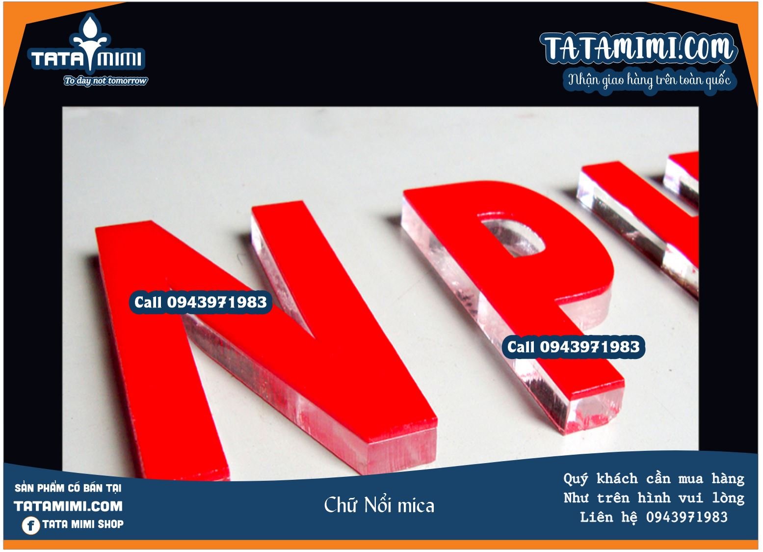 Chữ nổi có gắn led dưới chân