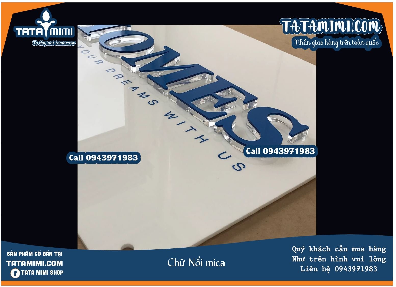 Chữ quảng cáo từ mica màu hay trong