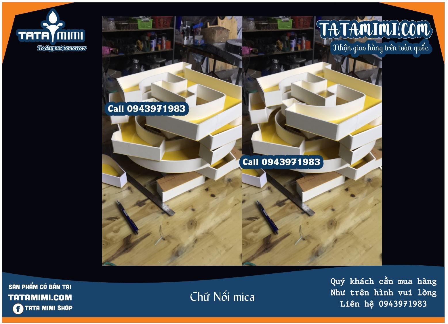 Kích thước chữ nổi mica