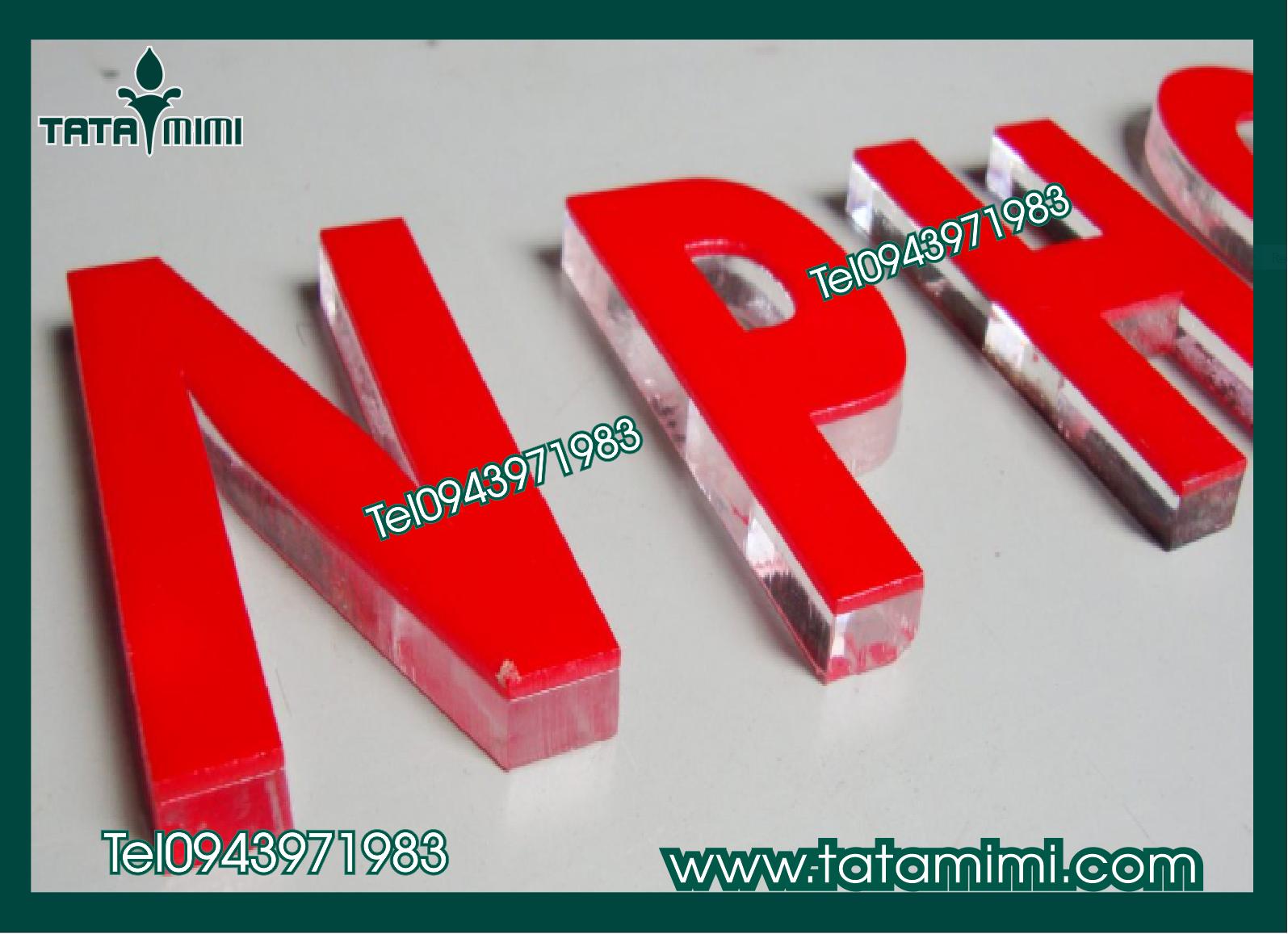 TATAMIMI gia công chữ nổi mica viền inox chuyên nghiệp