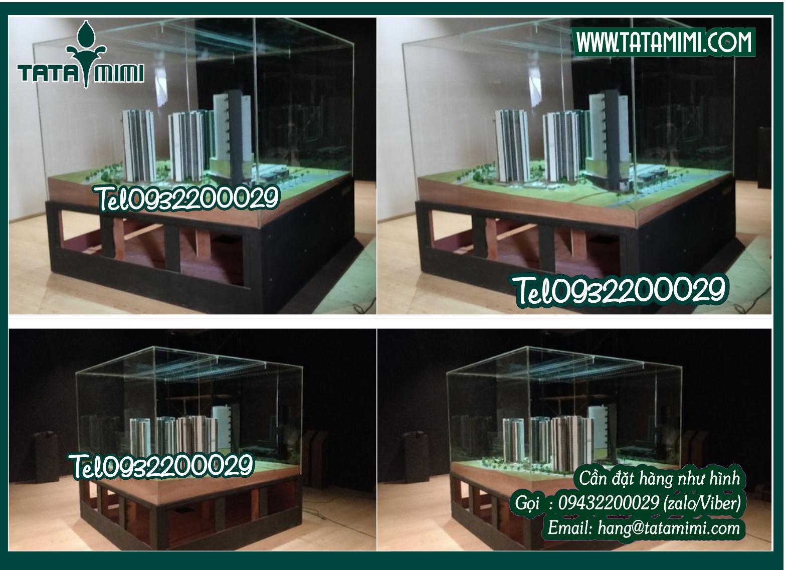 Các hộp chụp làm theo kích thước kết hợp cùng đế gỗ hoặc mica