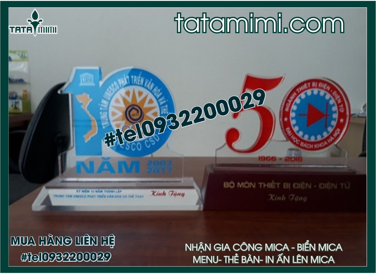 Kỉ niệm chương làm từ mica hoặc pha lê
