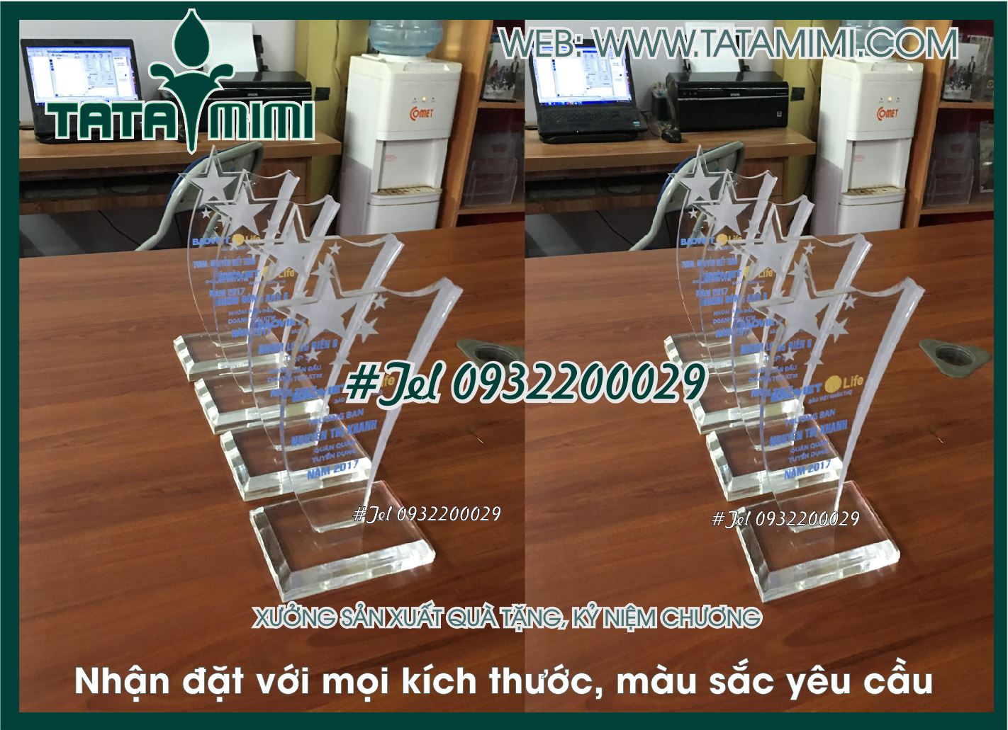 Kỉ niệm chương làm từ mica hoặc pha lê
