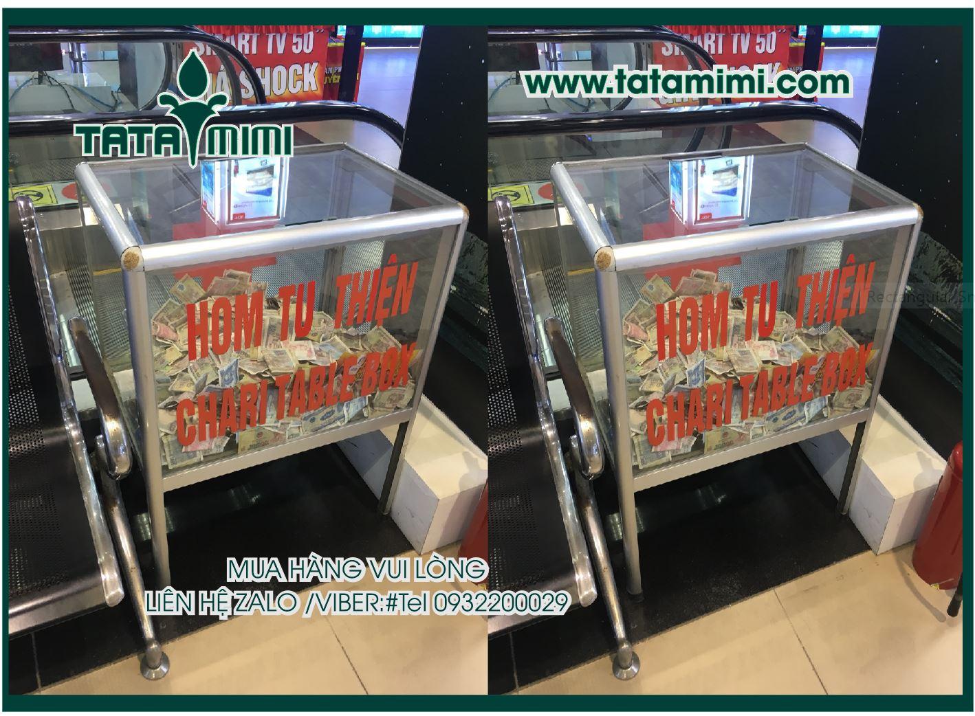 Thùng công đức bằng mica làm theo mẫu nào