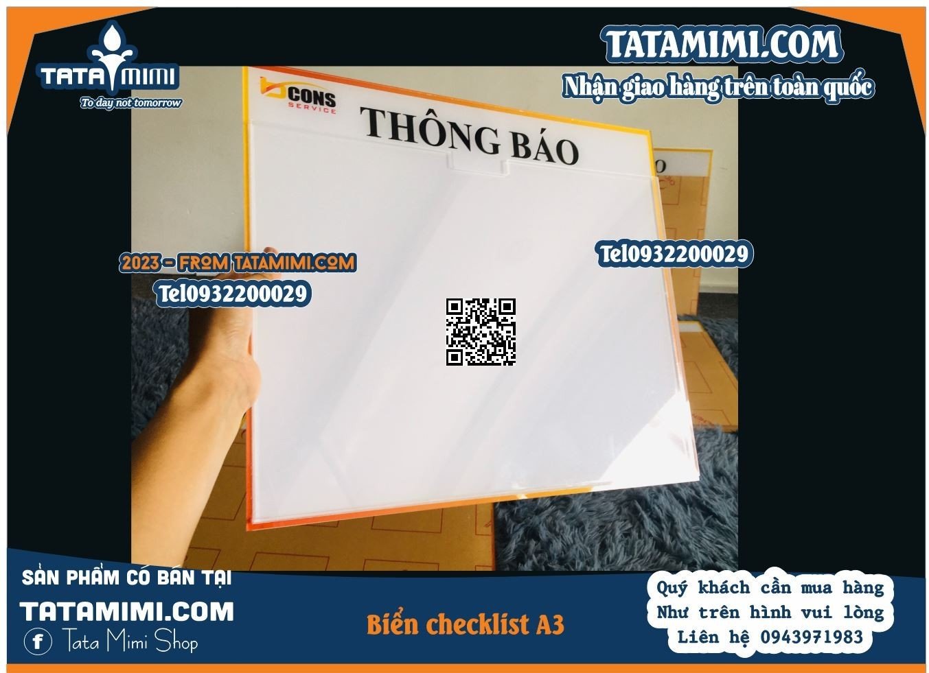 Kệ checklist treo tường với logo bồi mặt sau