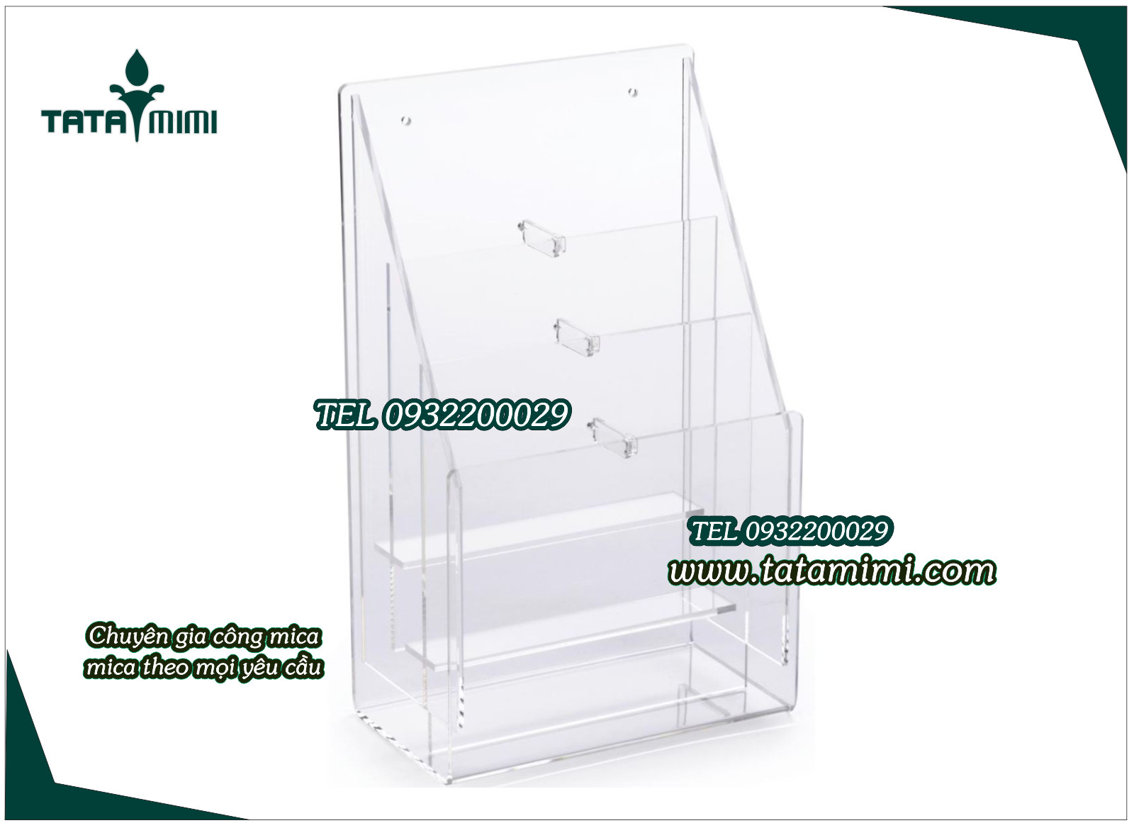 Kệ mica để tờ rơi 2 ngăn trở lên