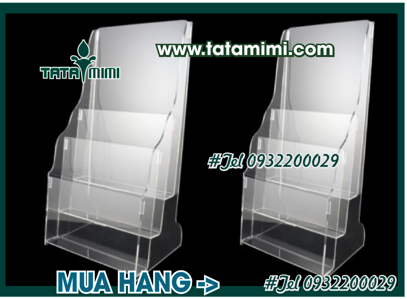 Kệ mica trong để bàn 3 tầng