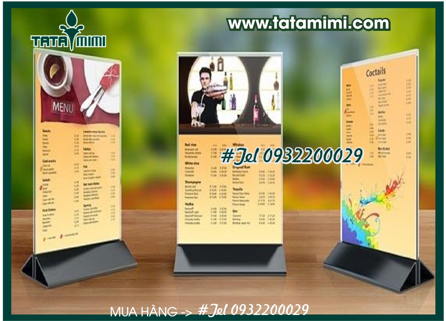 Kệ menu để bàn đế rút