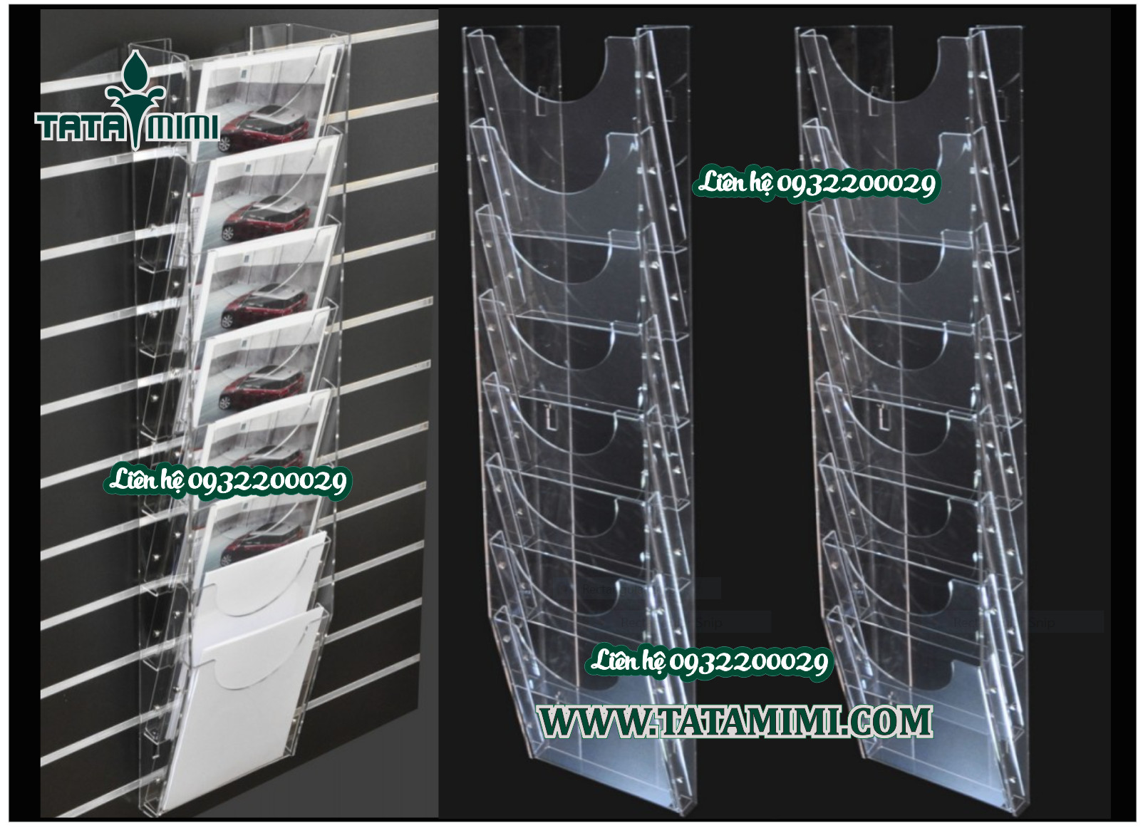 Gia công kệ mica treo tường theo kích thước