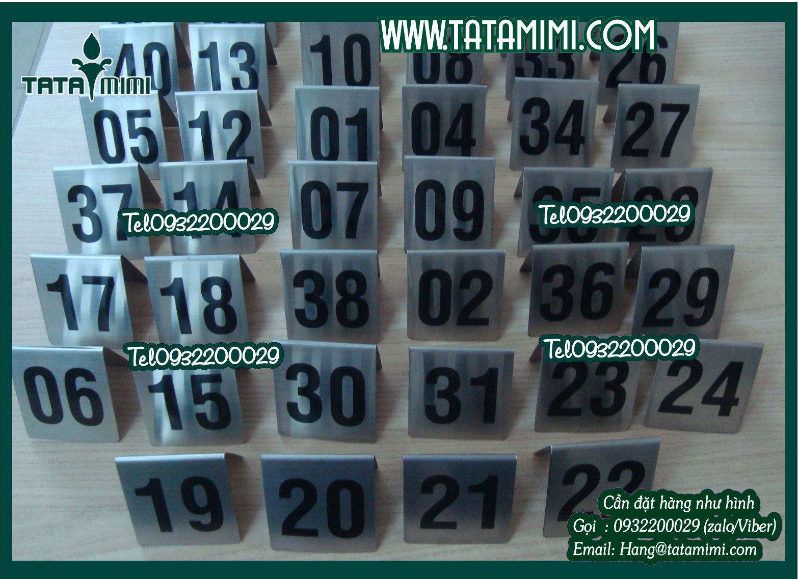 Thẻ bàn inox màu vàng