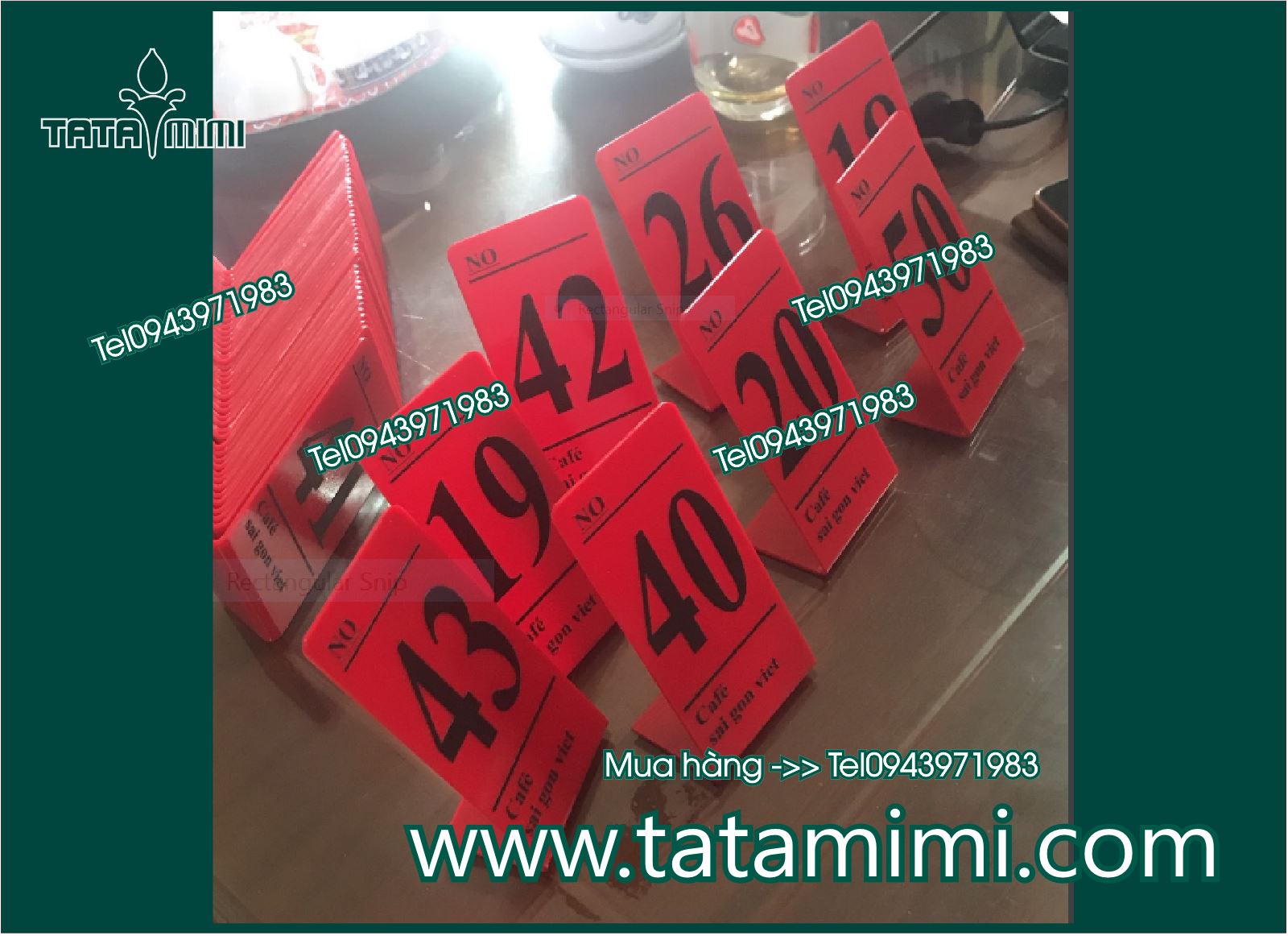 Thẻ bàn cà phê - thẻ chữ l- chữ A in decal
