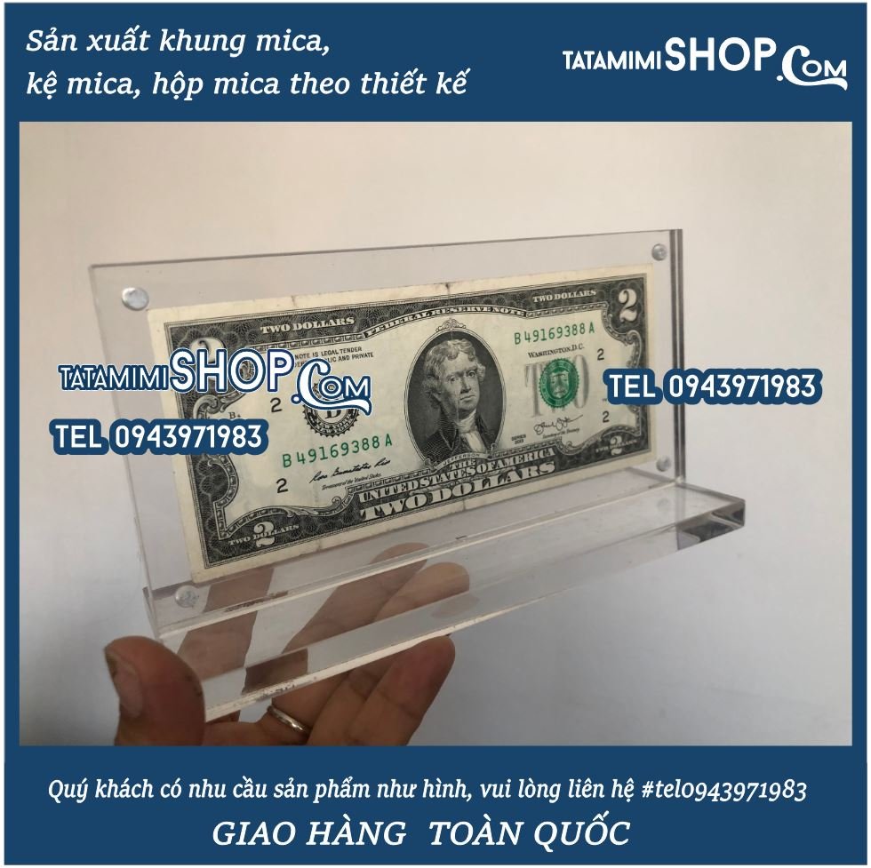 Khung mica hít nam châm để tiền lưu niệm