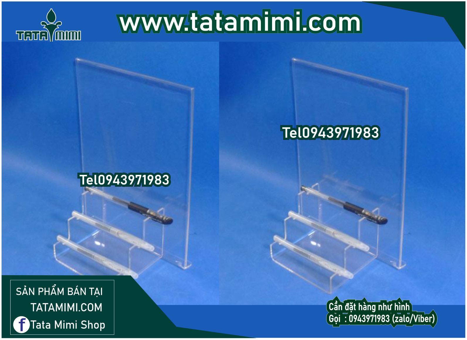 Kệ sản phẩm để quầy làm từ mica