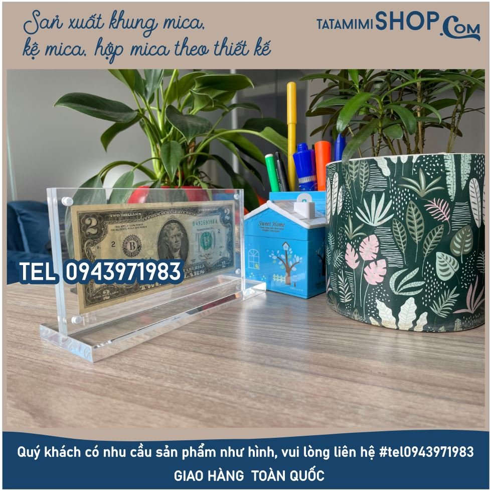Khung mica hít nam châm để tiền lưu niệm