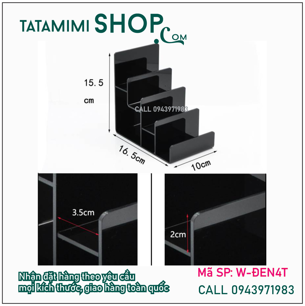Kệ mica trưng bày ví làm mica 2mm
