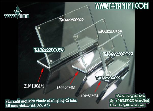 Kệ mica đứng chữ L theo kích thước