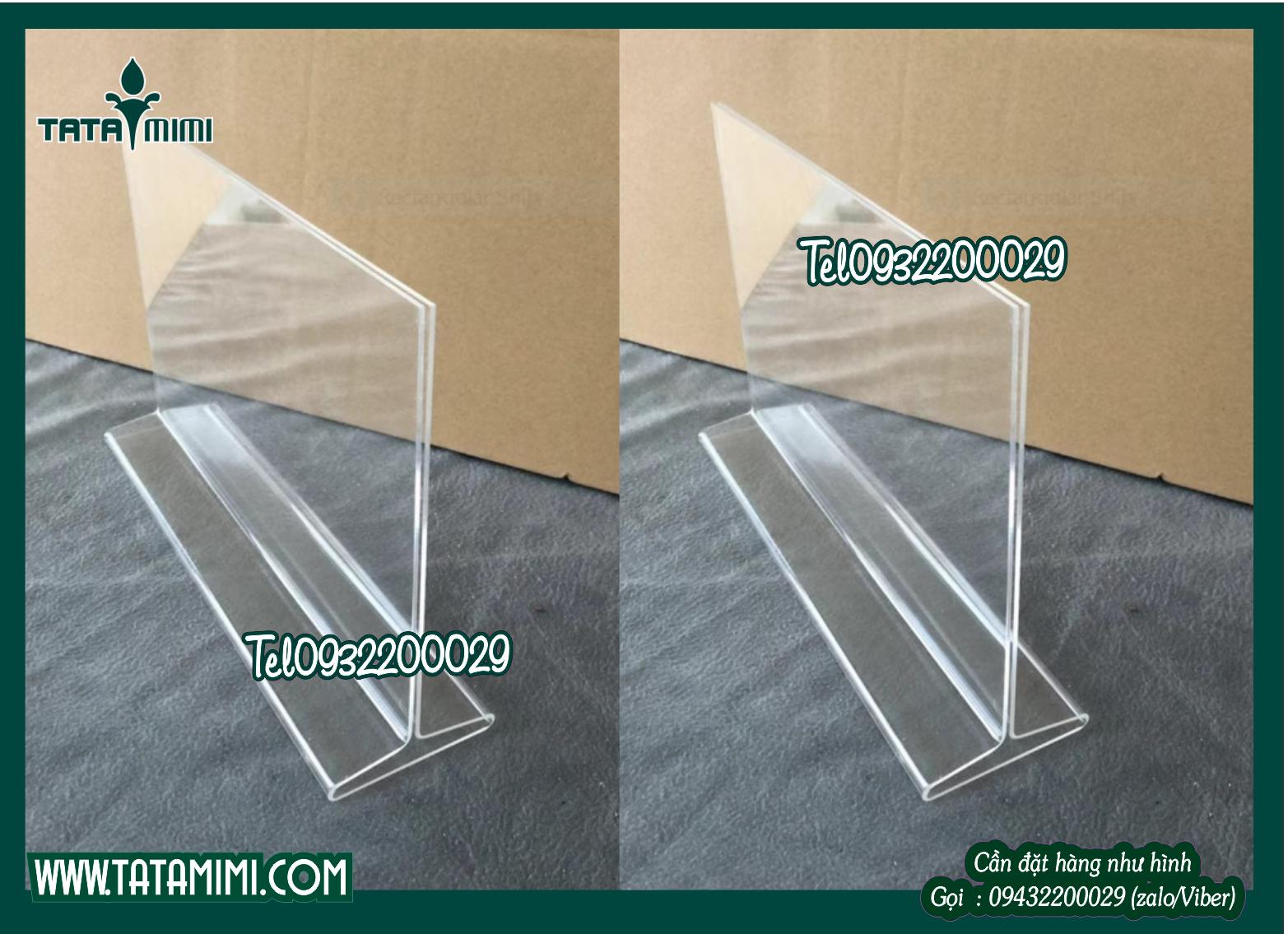 Bảng mica để bàn với đế tam giác rời thân