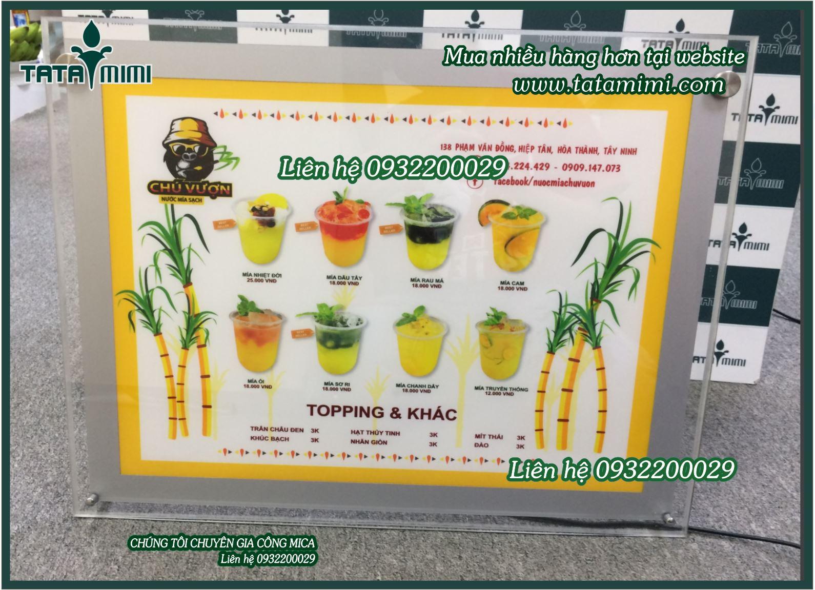 Bảng menu led được in theo kích thước