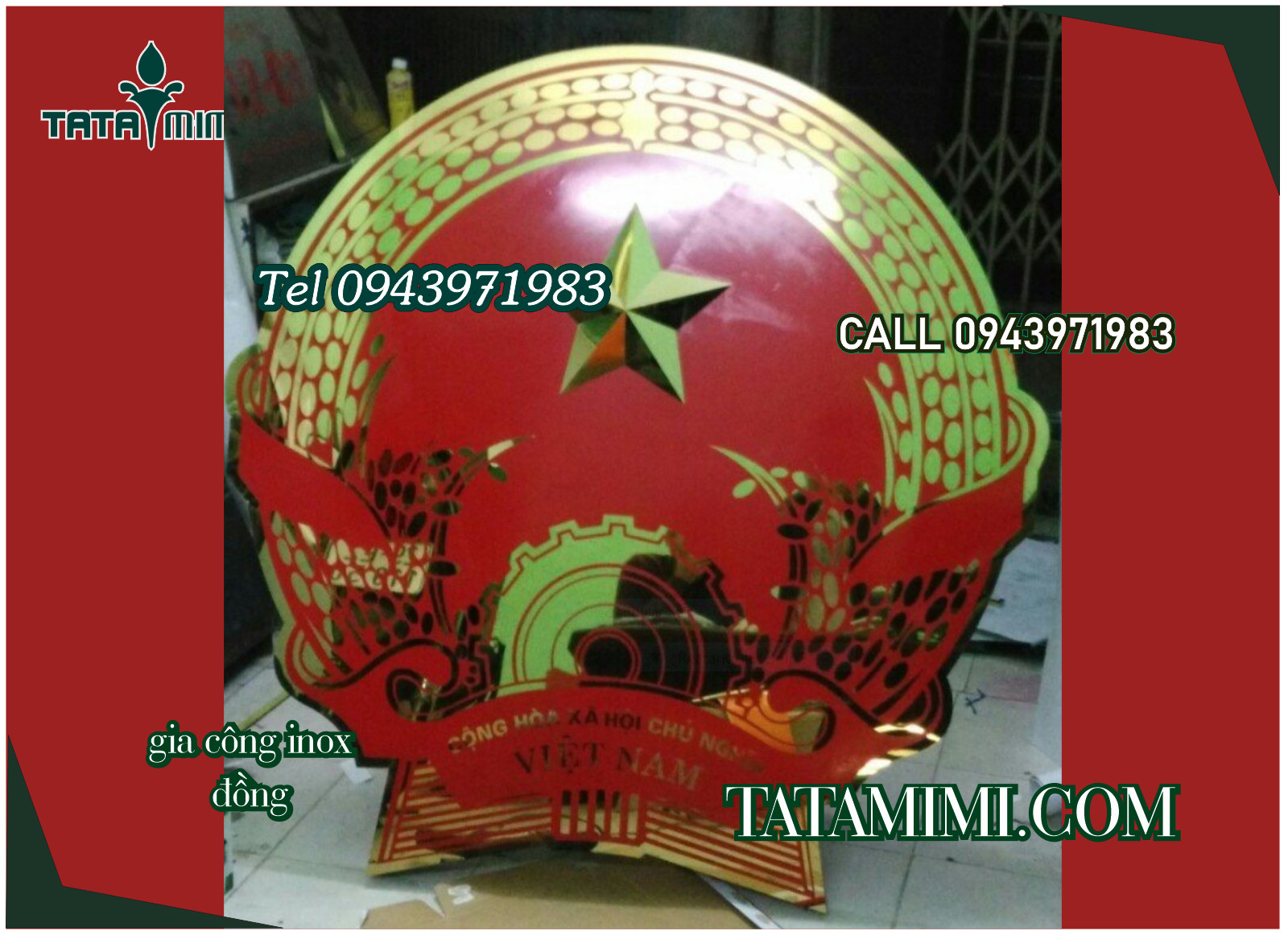 Quốc huy được gia công theo đường kính yêu cầu