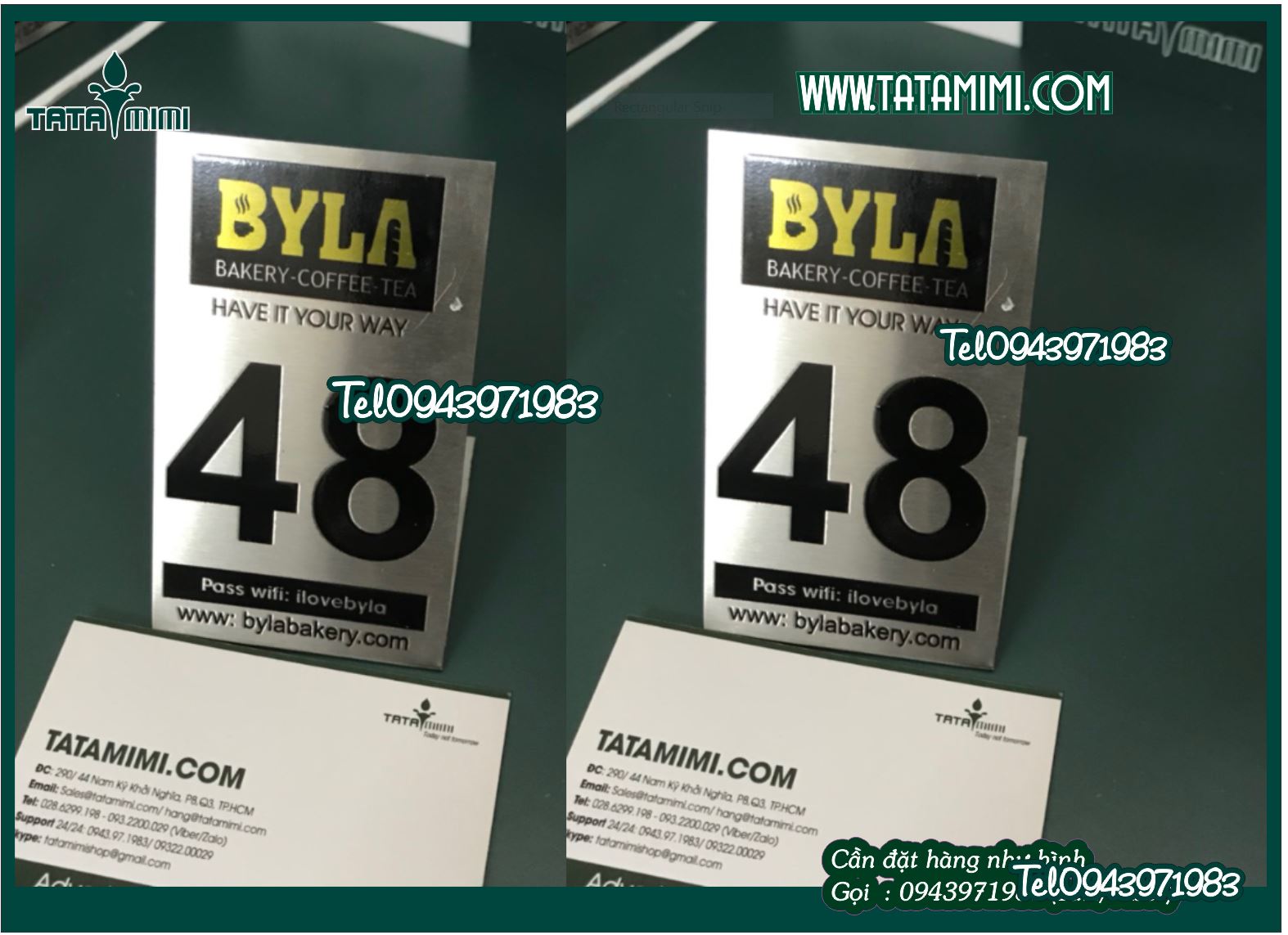 Thẻ để bàn cà phê từ inox