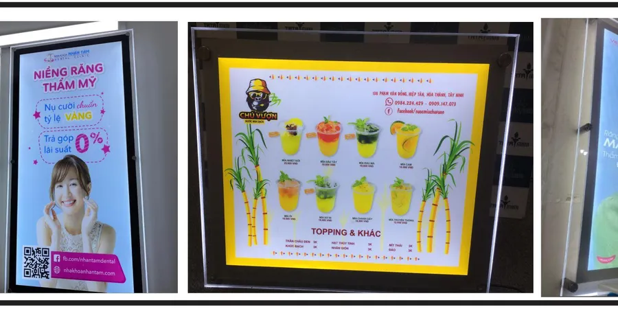 Hộp mica menu trà sữa led siêu sáng