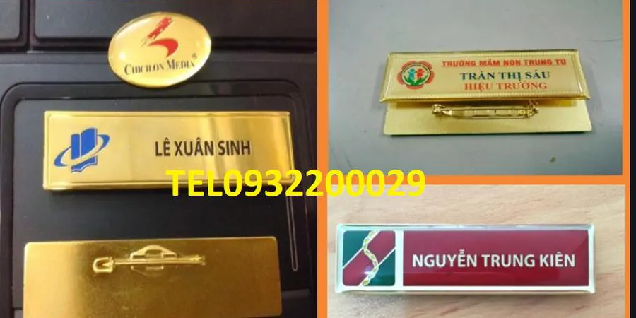 Biển tên nhân viên có gắn kim băng hay nam châm