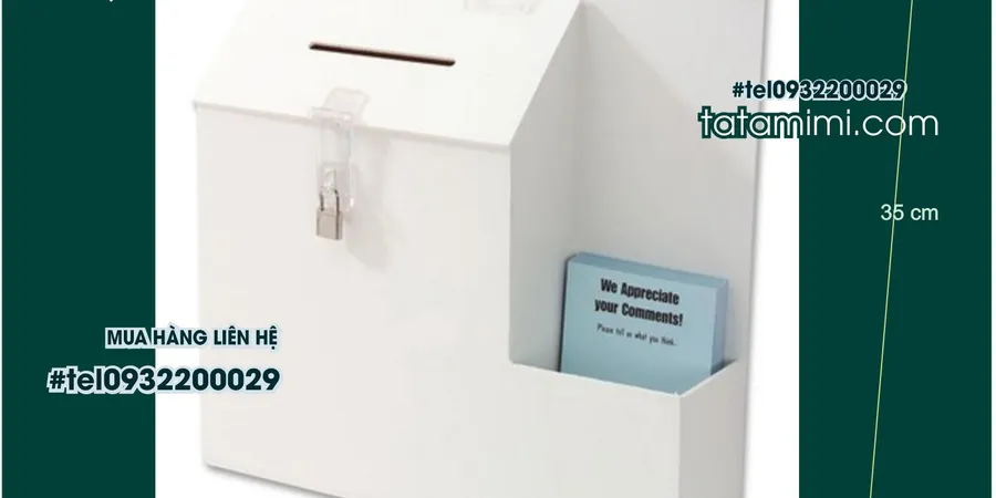 Hòm phiếu mica màu trắng sữa