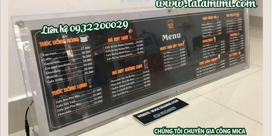 Biển mica có nền trầm có led siêu sáng