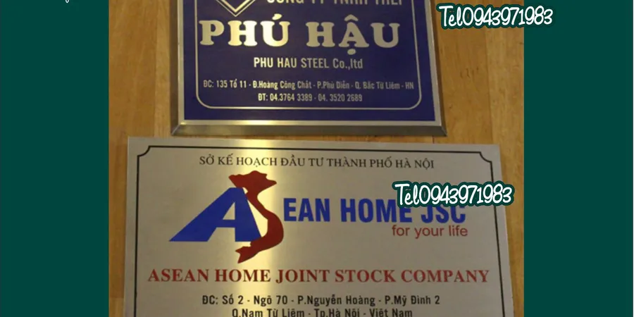 biển công ty bằng đồng-mica và inox