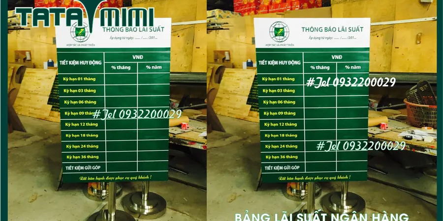 Biển bảng lãi suất ngân hàng