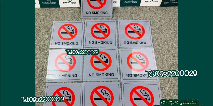 Biển cấm hút thuốc nền nâu chữ đen