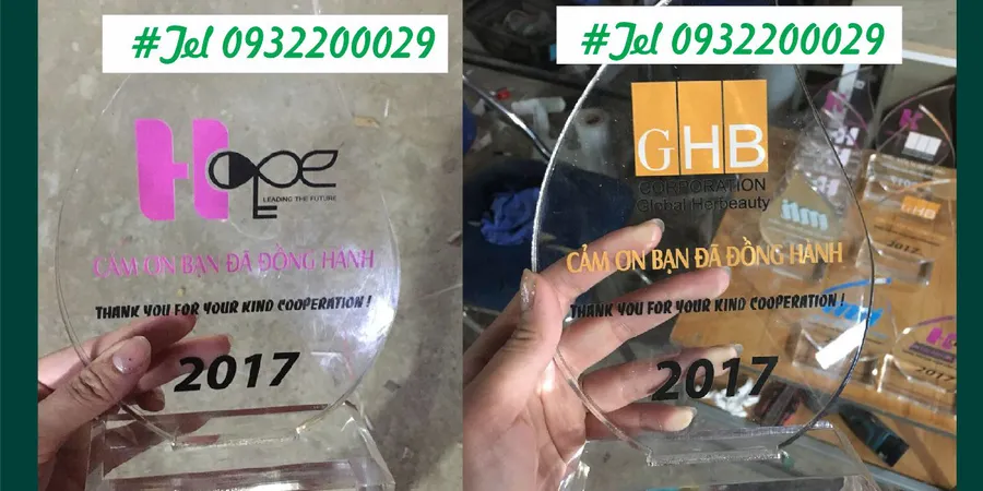 Kỉ niệm chương làm từ mica hoặc pha lê