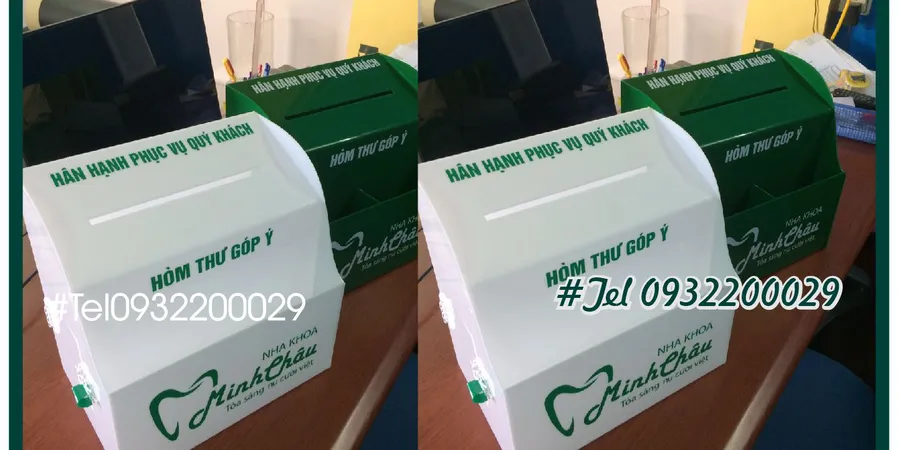 Mẫu hòm thư góp ý bằng mica trắng trong hoặc trắng sữa đẹp