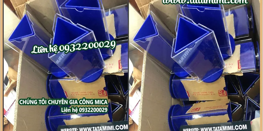 Kệ mica 3 mặt có đế xoay