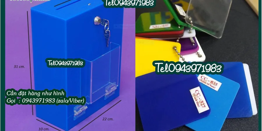 Thùng thư góp ý từ mica màu xanh