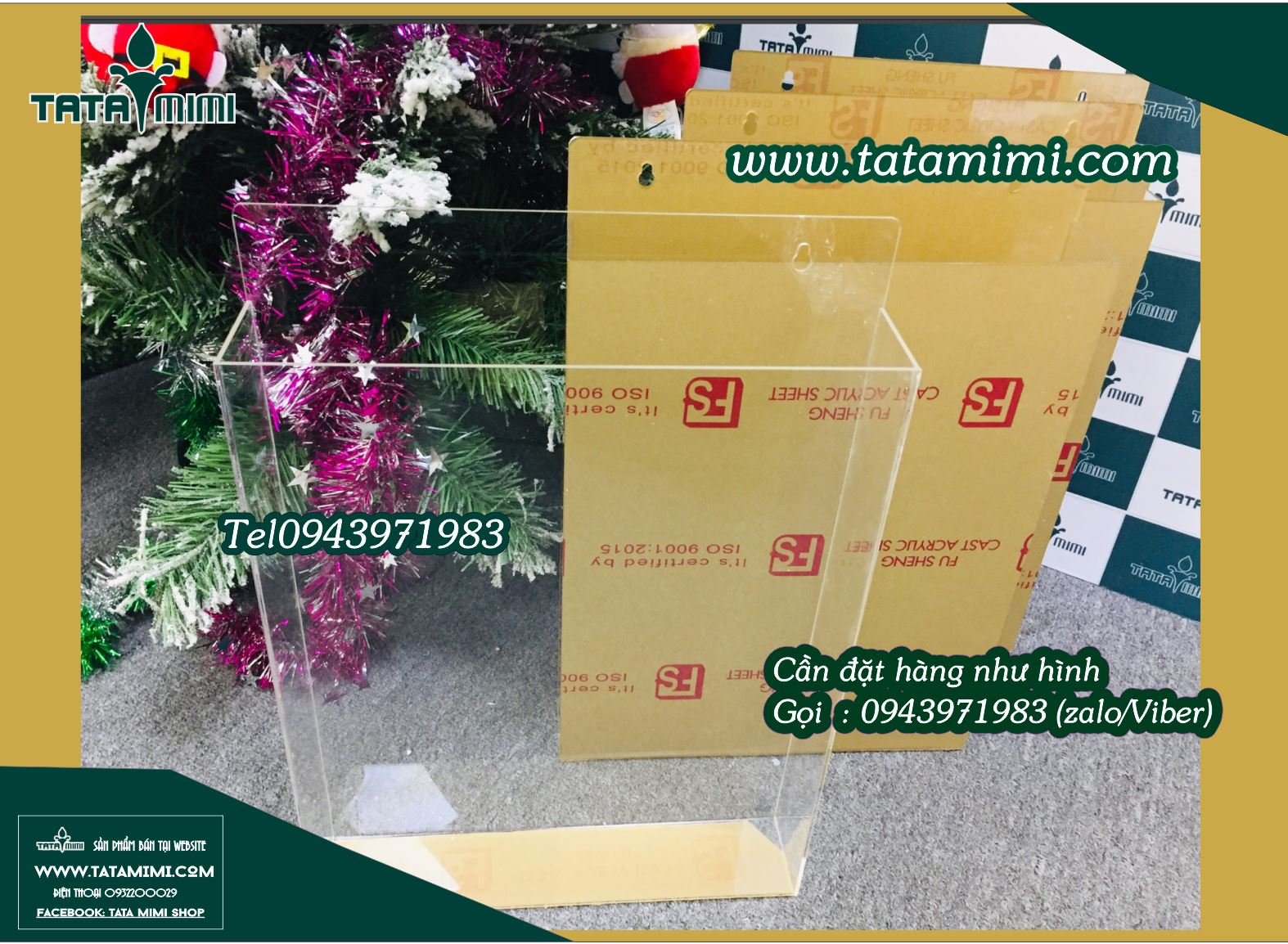 Hộp mica kích thước đúng khổ hoặc theo yêu cầu