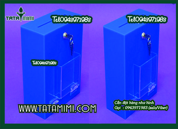 Hộp thư góp ý được làm từ mica màu xanh coban
