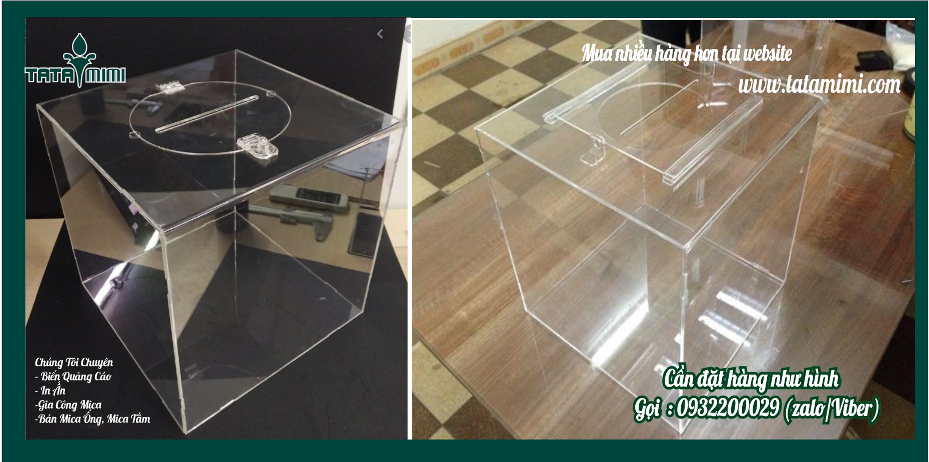 Gia công thùng mica trái tim-hình vuông-lục giác