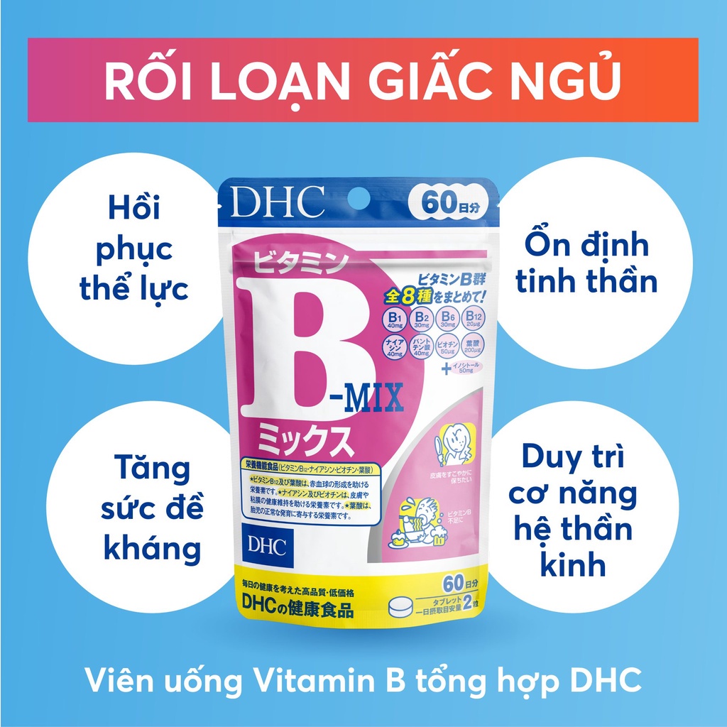 [DHC] Viên Uống Vitamin B Làm Đẹp Da, Giảm Mệt Mỏi Căng Thẳng Và Nâng Cao Sức Khỏe 30 Ngày - 60 Viên