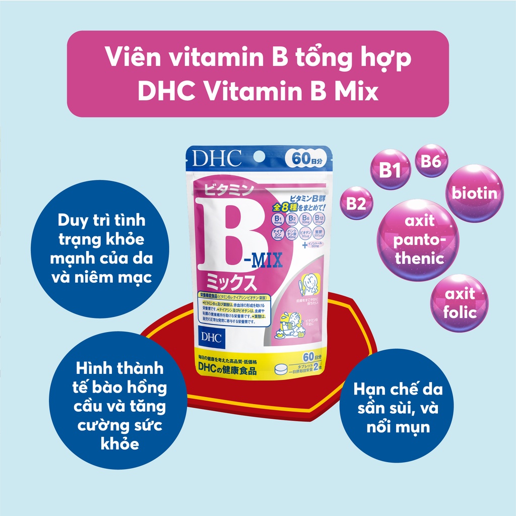 [DHC] Viên Uống Vitamin B Làm Đẹp Da, Giảm Mệt Mỏi Căng Thẳng Và Nâng Cao Sức Khỏe 30 Ngày - 60 Viên