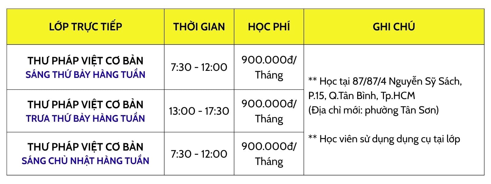 Lịch học lớp dạy viết thư pháp cơn bản TpHCM Lịch học lớp dạy viết thư pháp cơn bản TpHCM