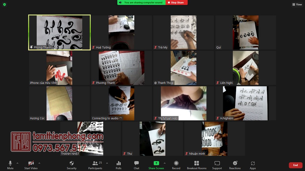 Dạy thư pháp online qua Zoom Dạy thư pháp online qua Zoom