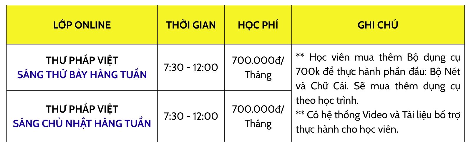Lịch học Lớp dạy viết thư pháp online KG 18.10.25 Lịch học Lớp dạy viết thư pháp online KG 18.10.25