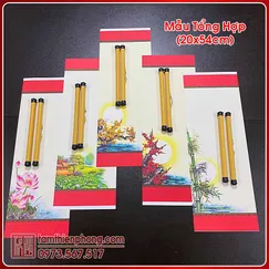Giấy Viết Thư Pháp | 5 Tờ Giấy Ốp In Hình 20x54cm (Có Nẹp)