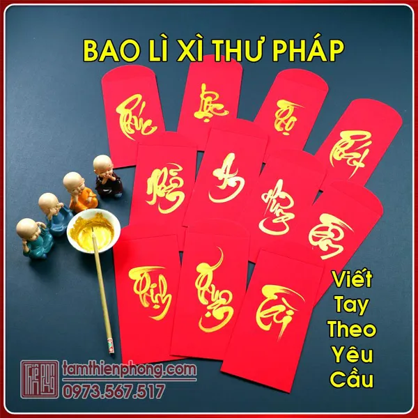 10 Bao Lì Xì Thư Pháp Tết Ất Tỵ 2025 - Viết Chữ Theo Yêu Cầu