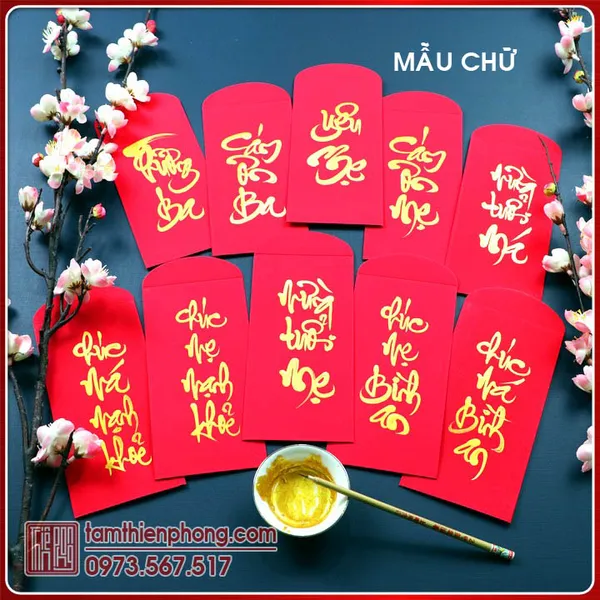10 Bao Lì Xì Thư Pháp Tết Ất Tỵ 2025 - Viết Chữ Theo Yêu Cầu