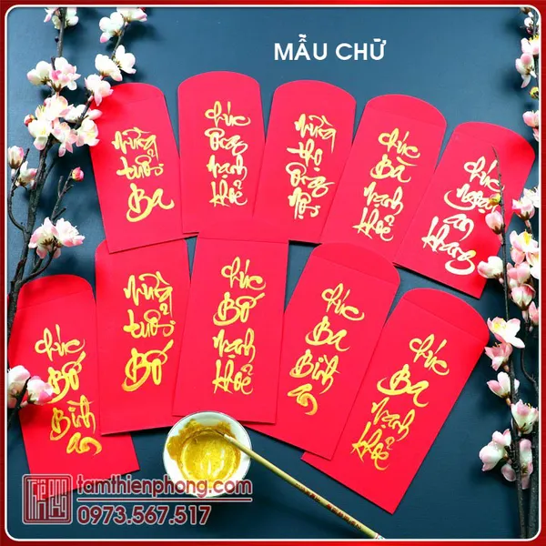10 Bao Lì Xì Thư Pháp Tết Ất Tỵ 2025 - Viết Chữ Theo Yêu Cầu